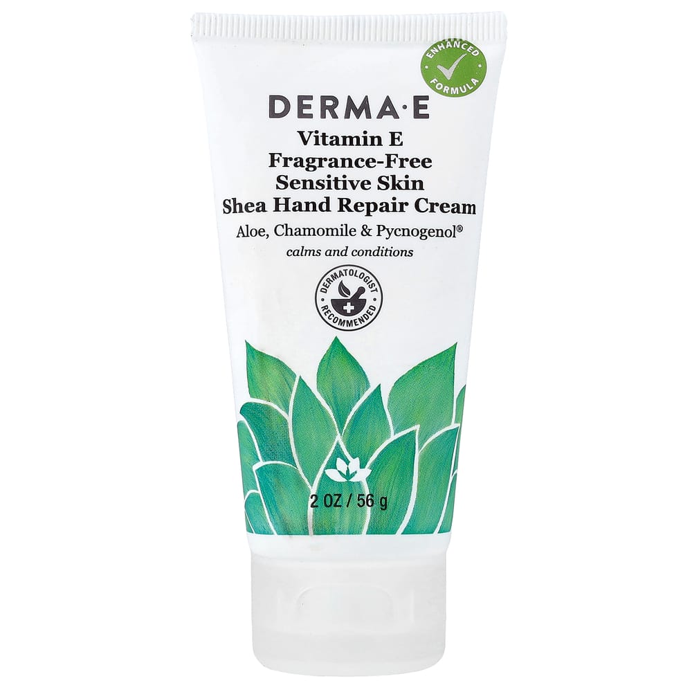 Derma E Sensitive Skin Shea Hand Repair Cream Vitamin E Fragrance-Free 56g (2oz)