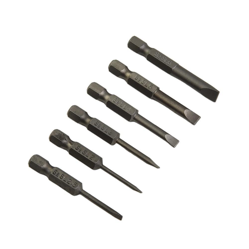 Professional Grade Magnetic Slotted Tip Screwdriver Bits Set (6PCS 50mm)