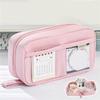 Large Capacity Pencil Case 3 Compartment Pouch Pen Bag Double Side Opening Student Stationery Organizer School Supplies