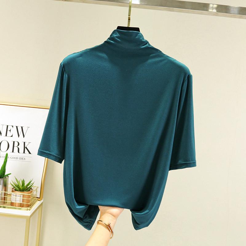 Modal Half High Neck T Shirt For Women With Soft Knit Fabric And Casual Style