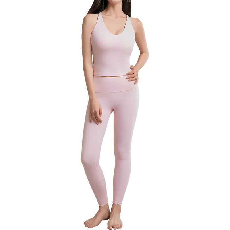 

Женский спортивный топ с перекрестной спиной и комплект брюк для йоги с высокой талией Medium