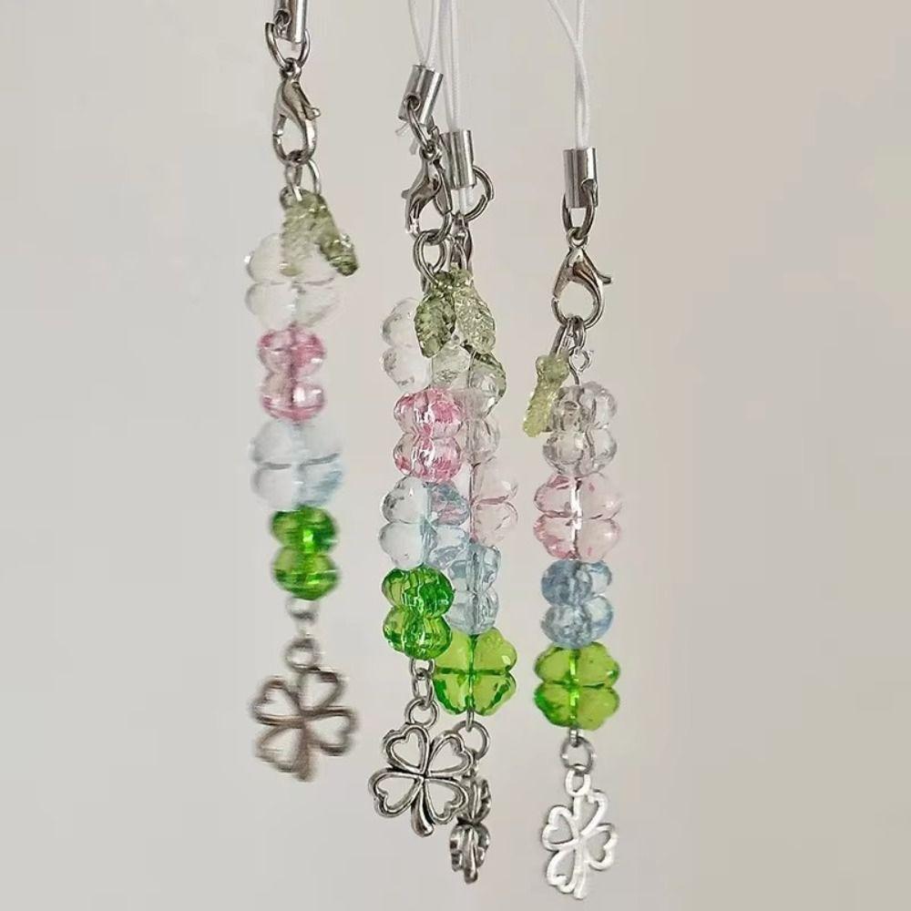 Green Lucky Cell Phone Chain Y2K Trendy Four Leaf Lanyard Clover Phone Lanyard Girl Gifts
