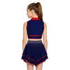Kids Cheerleading Competition Wear V Neck Crop Top Rhinestone Trim Sleeveless with Built-in Shorts and Asymmetrical Ruffled Skirt