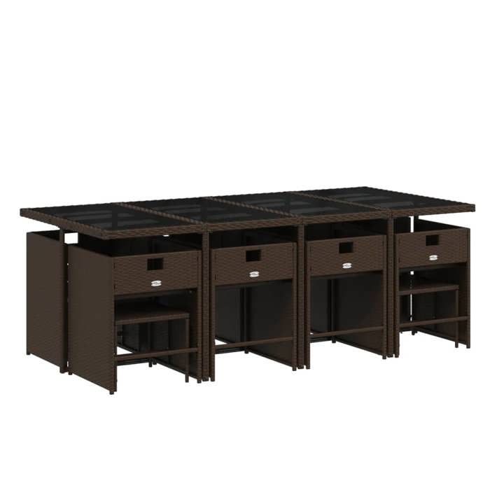 VidaXL 13-Piece Garden Dining Set with Cushions, Table and Folding Back Chairs, Outdoor Patio Furniture 3211161