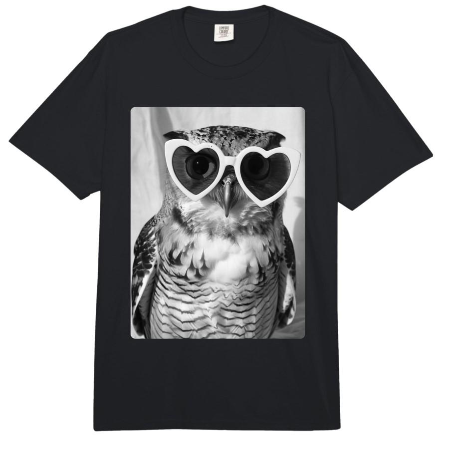 

Funny Owl with Hearts Sunglasses Cute Animal Meme T-shirt For Men Women 100% Cotton T Shirts Short Sleeve Tops 0318-1 - Men s... S разноцветный