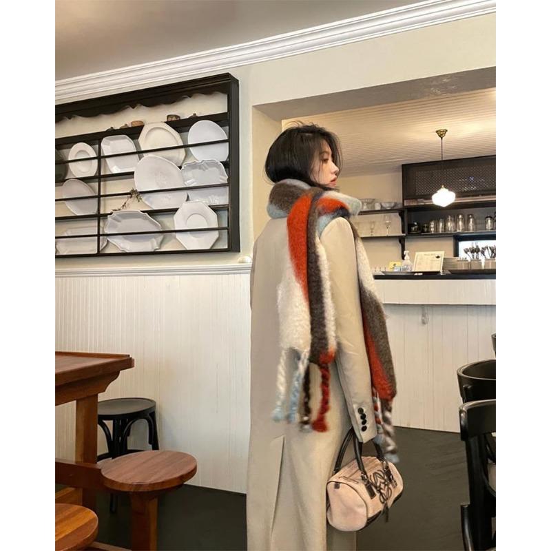 Winter new color matching scarf women's soft waxy shawl thickened warm long fashion versatile scarf