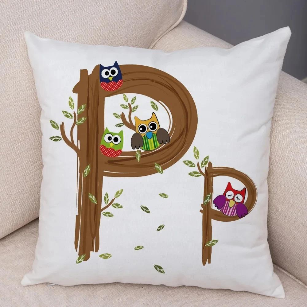 Owl Letter Decorative Pillowcase Car Ornaments Office Living Room Sofa Home Pillowcase