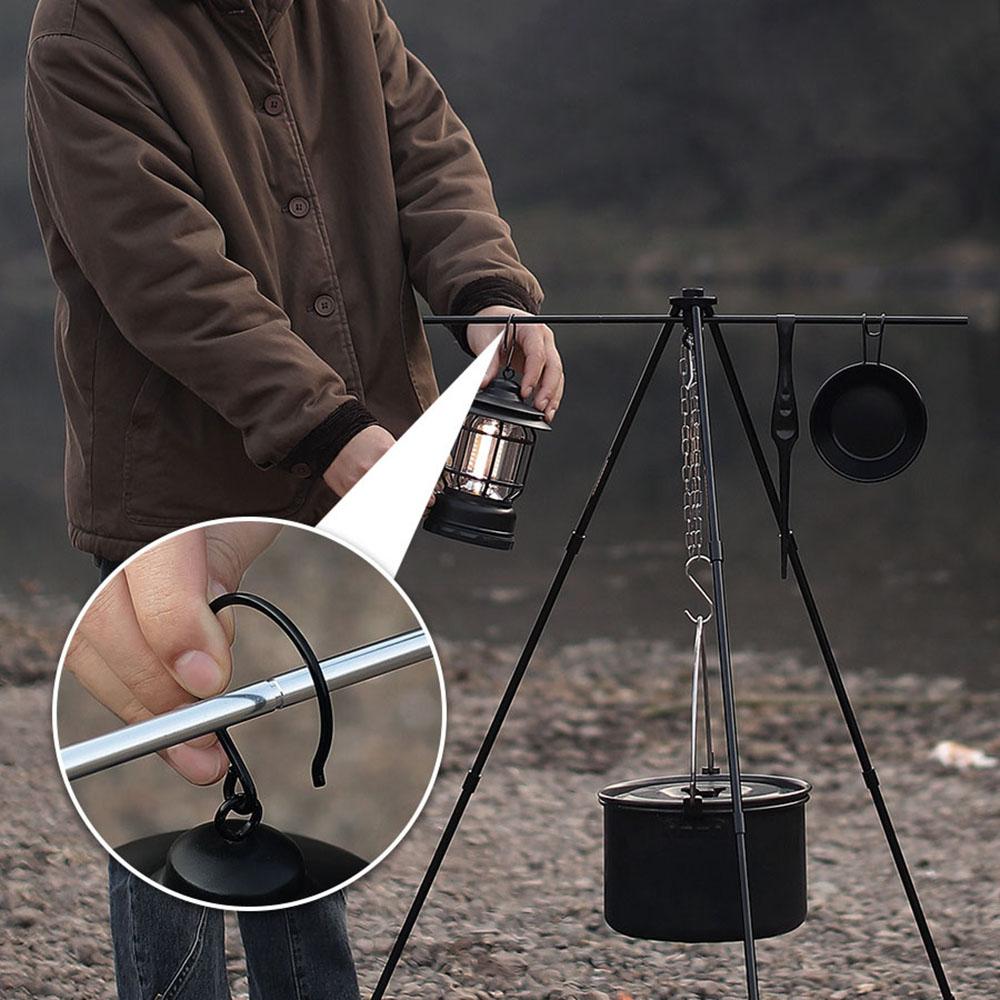 Outdoor Cooking Tripod Portable Aluminum Alloy Combination Burning Rack Camping Picnic Firewood Hanging Pot Rack Grill Tool