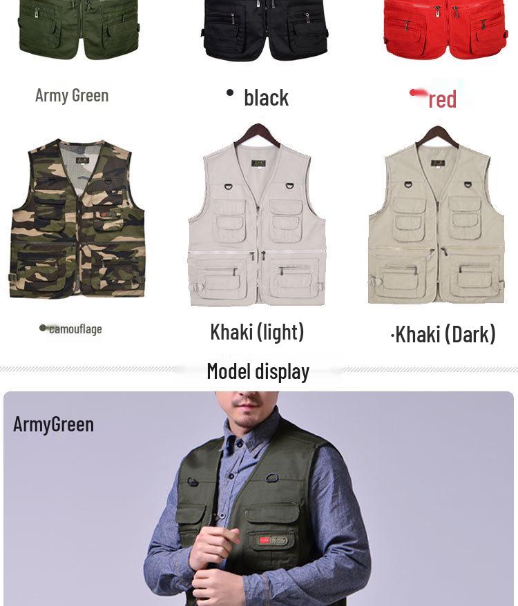 Vestă de pescuit de exterior pentru bărbați, respirabilă, cu buzunare multiple, pentru primăvară/toamnă