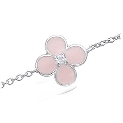 [N5388] - Silver Bracelet 'Butterflies' Silver Pink (rhodium-plated) - 10 Mm