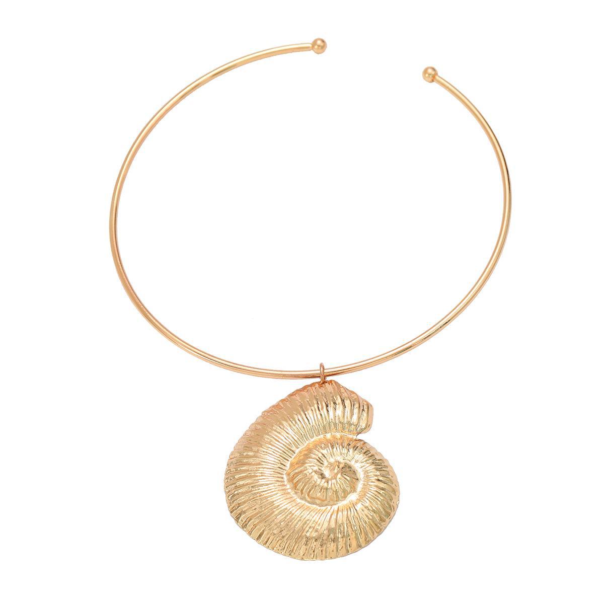 

Модное европейское и американское металлическое ожерелье-ракушка - Летний женский модный аксессуар золотой