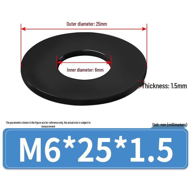 8.8 Grade Black Hardened High-Strength Oversized Flat Metal Spacer Washer (M2-M8)