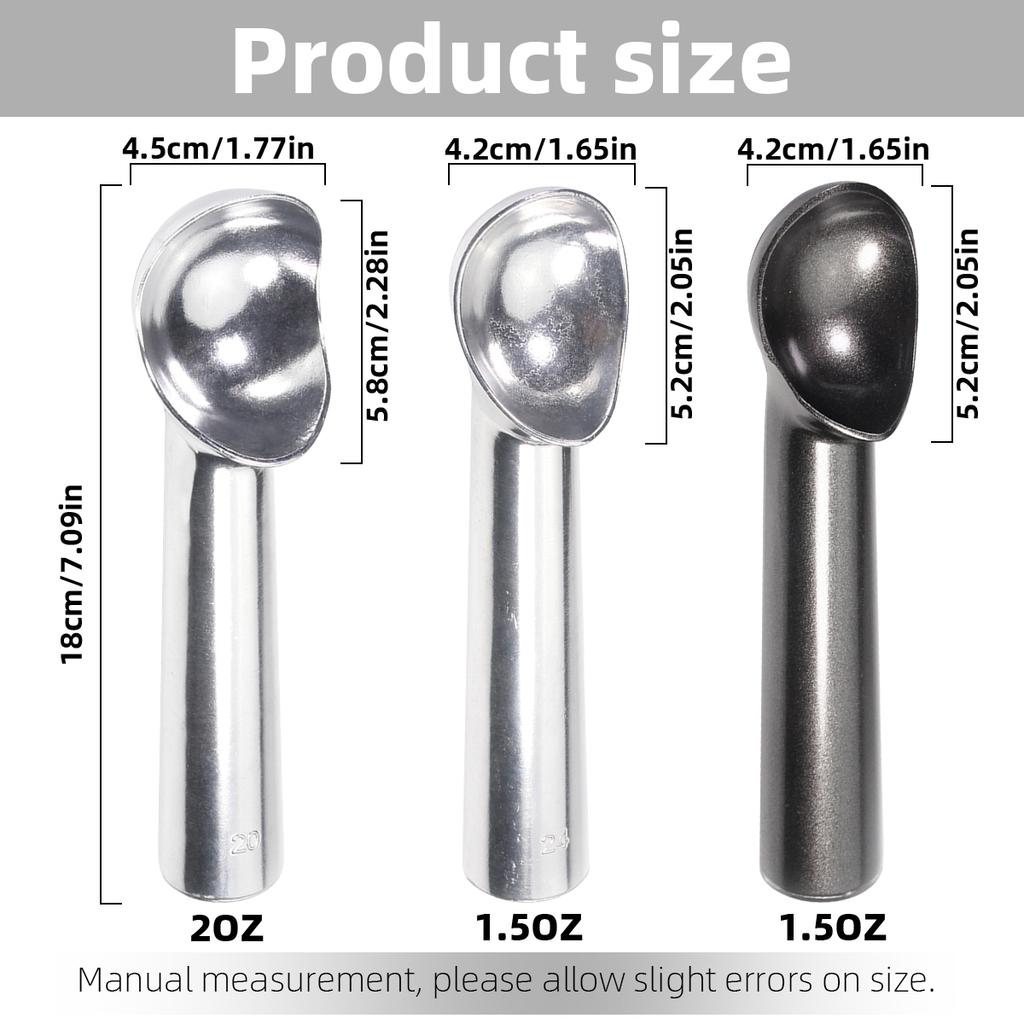 2Pack Ice Cream Scoop, Nonstick Anti-Freeze One Piece Aluminum Scooper Spoon, Heavy Duty Ice Cream Scoop with Comfortable Handle