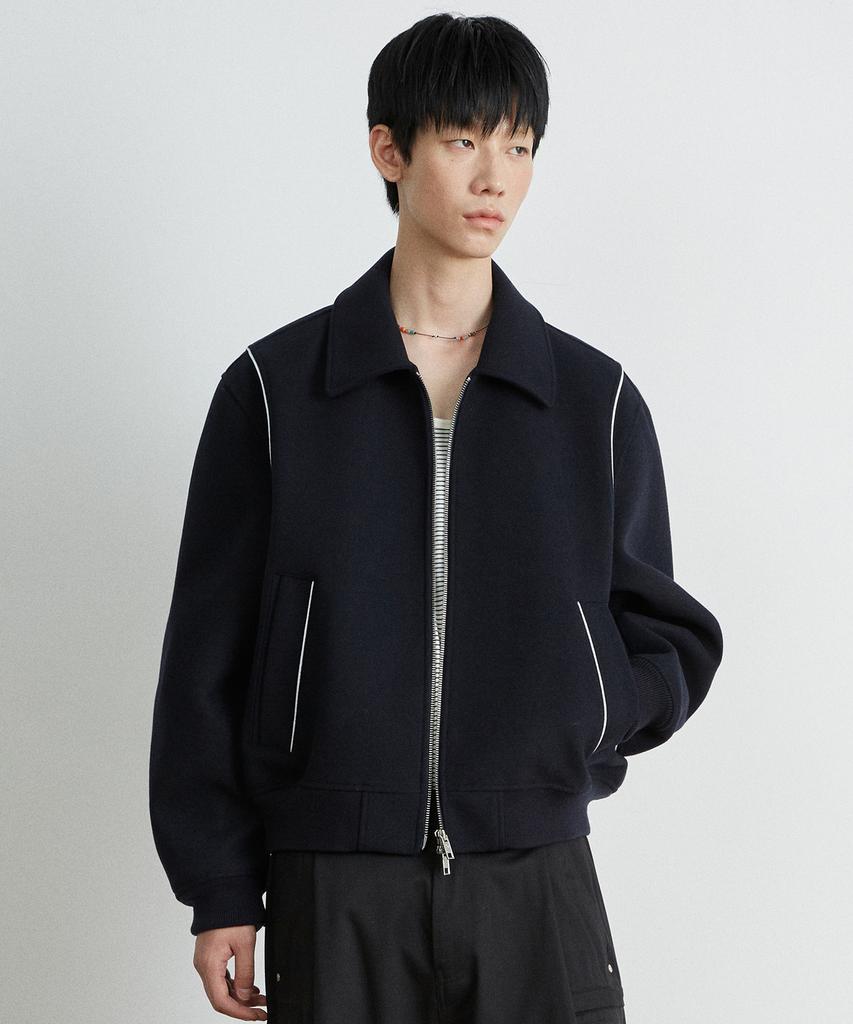 Kiimuir Wool Piping Varsity Jacket Dw_Navy