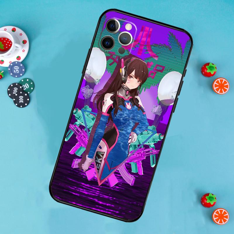 Vaporwave Glitch Anime Phone Case For iPhone 17 Air 15 14 13 12 11 16 Pro Max 13 12 mini 15 16 Plus 16e Cover Funda