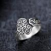 Women's Thai Silver Ruyi Lotus Ring, Handmade Ethnic Style, Adjustable Index Finger Jewelry