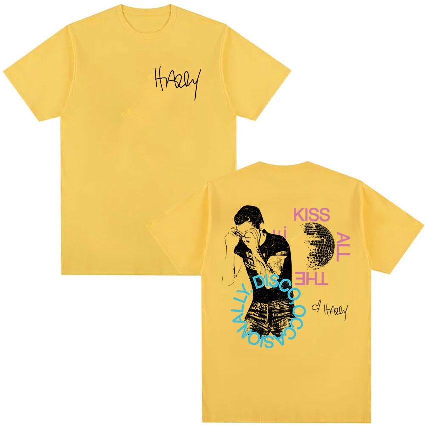 

Harry Styles Tshirt Kiss Tour Product2026Summer Occasional Disco New Mens Tshirt Retro Hip Hop Style Cotton Oversized Tshirt S