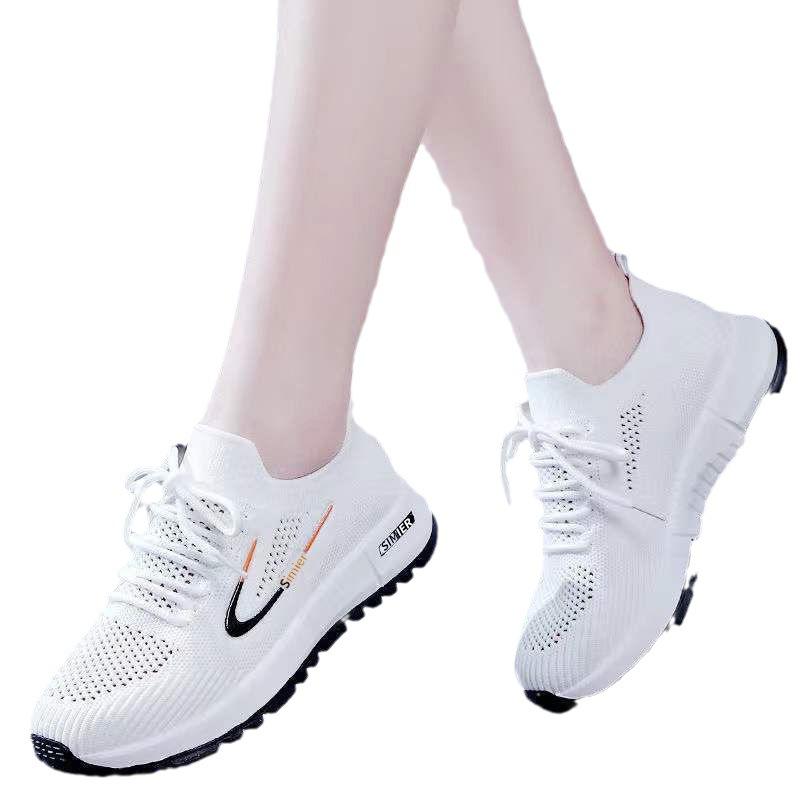 Shoes Women's 2025 New Little White Shoes Student Flying Woven Mesh Shoes Women's Breathable Sports Shoes Trendy Casual Shoes Women's Shoes