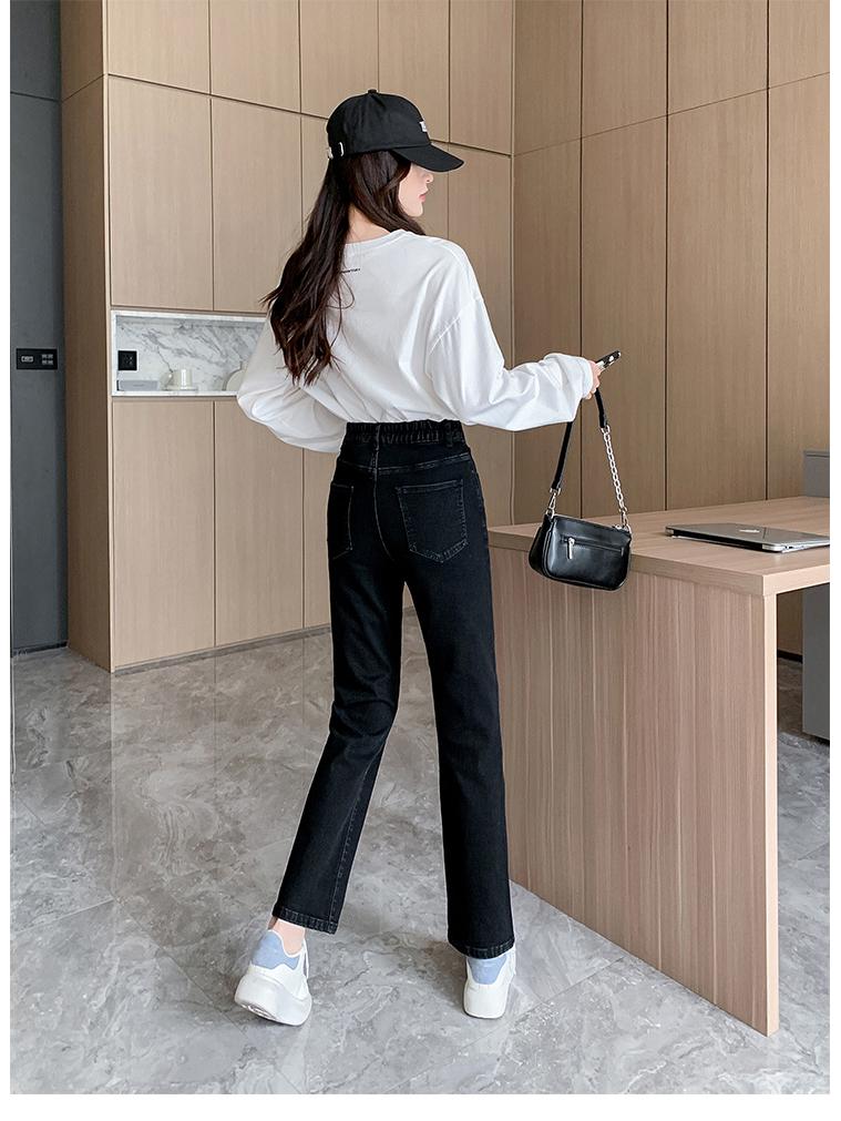 Women's Extra Large Wide Leg Pants, High Elasticity, 300-350 Jin, Plus Size, Spring/Autumn, Straight Leg.
