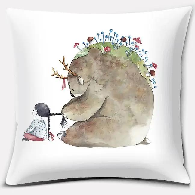 Watercolor Warm Family Series Pillow Gift Home Office Decoration  Bedroom Sofa Car Cushion Cover case