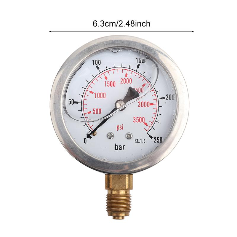 Hydraulic Pressure Gauge 0-250Bar 0- 3750PSI G1/4 63mm  Hydraulic Water Pressure Gauge Meter