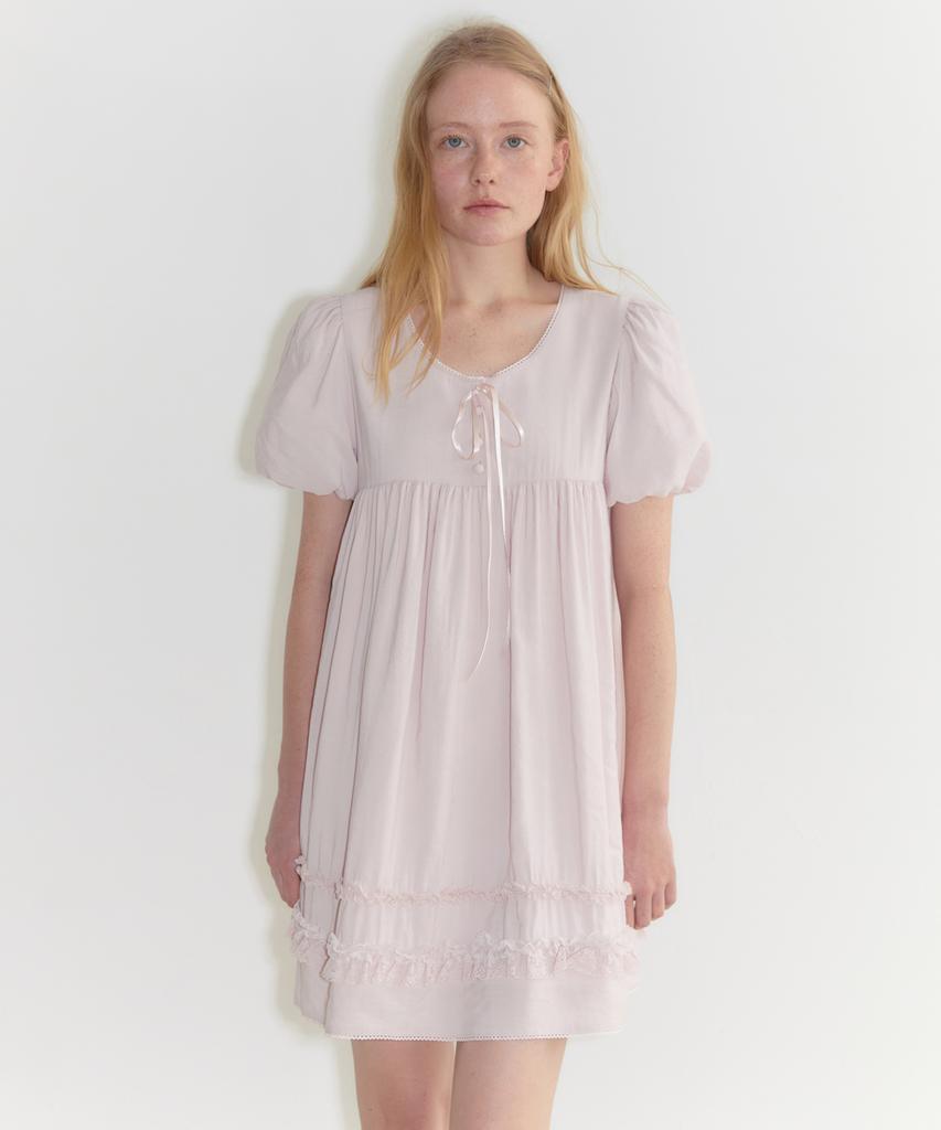 Sinun Lace Puff Dress (Pink)