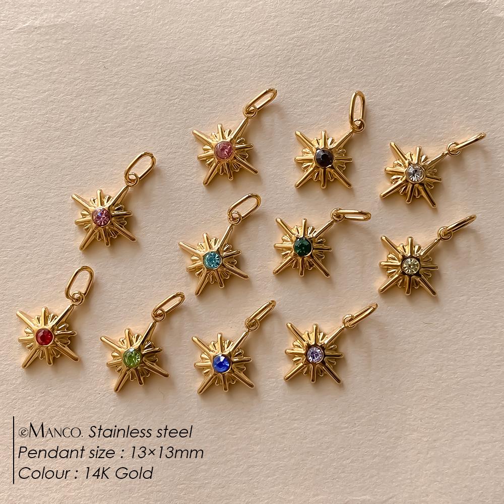 eManco Vintage Stainless Steel Star Shiny Colorful Rhinestone Charms Making Women DIY Necklace Bracelet Factory Direct