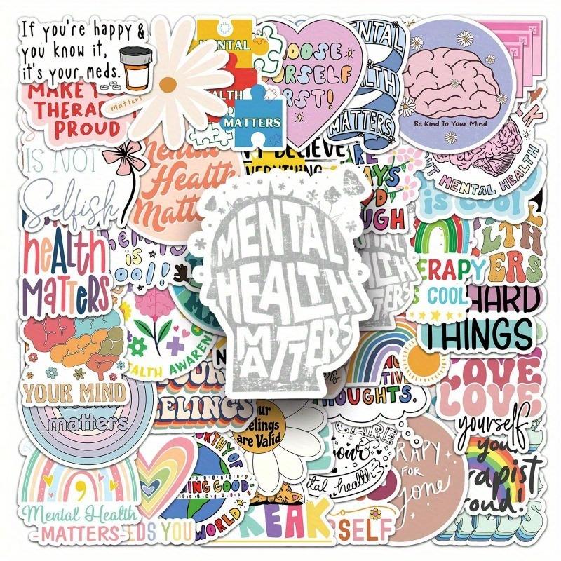 50pcs Motivational Phrases For Mental Health Stickers, Vinyl Sticker For Laptop Water Bottle Guitar Bike Car Motorcycle Bumper Luggage Skateboard