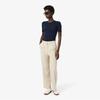 [Lacoste] Women's Fine Merino Wool Rib-Knit Short-Sleeve Sweater AF4146-56G166