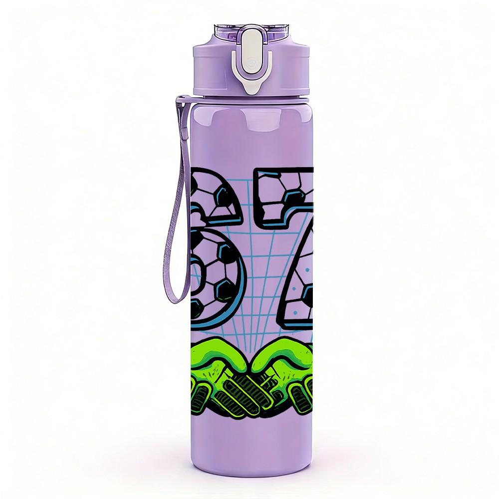 1PC Stone Style 67 Number Letter 750ml Color Plastic Sports Water Bottle Leakproof Flip Straw Lid Suitable for Sports Office Home Use
