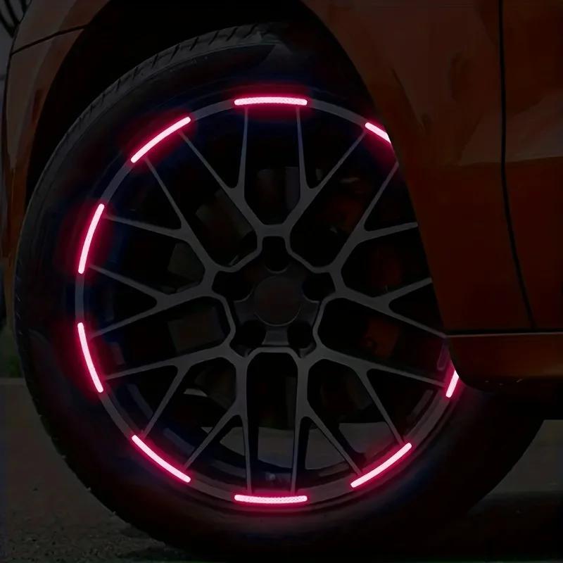 20pcs Car Tires, Wheel Hubs, Reflective Stickers, Colored Glowing, Colored Pink Stickers, Car Decorations
