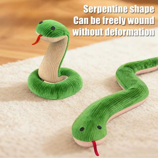 Corduroy Snake Dog Toy Soft Chew Toy Puppy Teething Toy Stuffed Green Snake