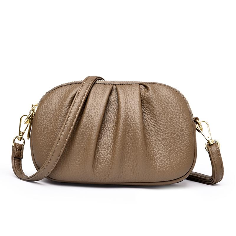 Women's Pleated Crossbody Bag Three Layer Zipper Large Capacity Able Versatile Casual Premium Top Shoulder Bag