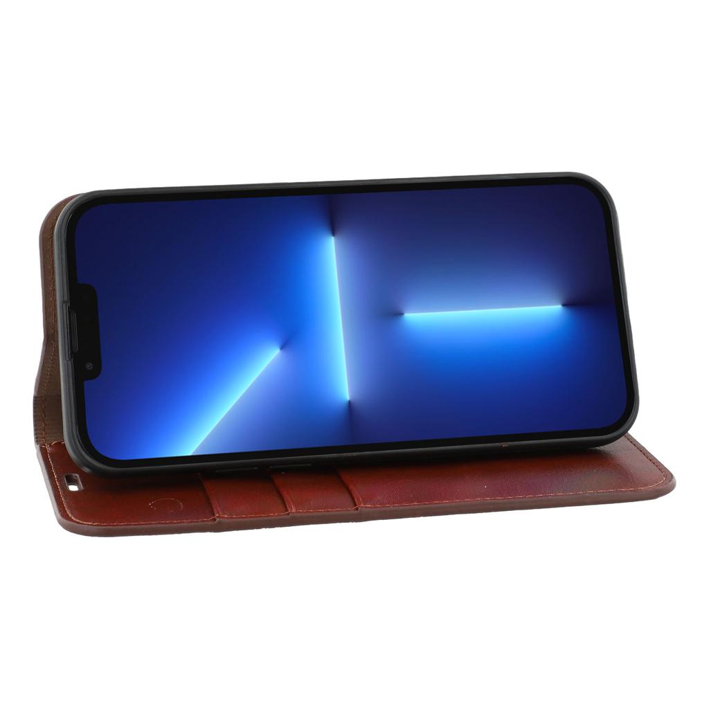 For iPhone 13 Pro Max Stand Cases Genuine Split Leather Wallet Phone Cover Magnetic Closure