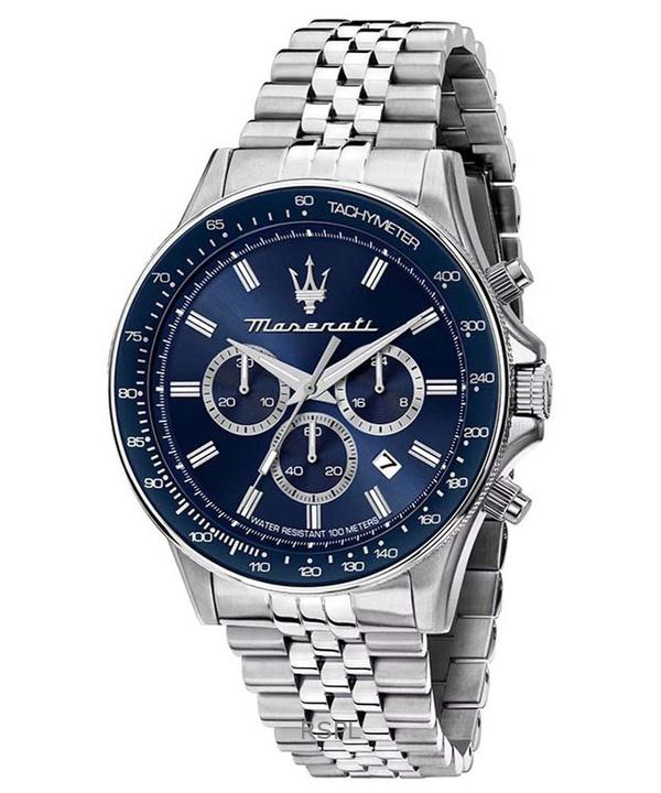 

Maserati Sfida Хронограф Нержавеющая сталь Синий циферблат «солнечные лучи» Кварцевые R8873640025 100М Мужские часы синий/солнечный луч