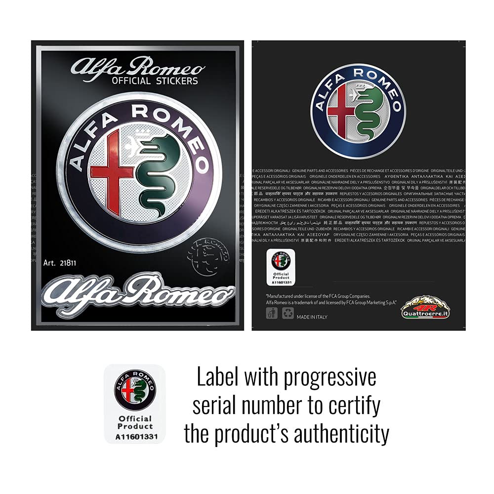 Alfa Romeo Official Sticker, Rome O Official Sticker, 1 Logo d 75mm 1 Lighting 94 x 131 mm