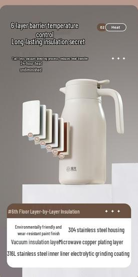 Fuguang Stainless Steel Large Capacity Desktop Thermos Kettle for Home, Office, or Dorm Use. Ideal for Hot Water and Tea Making.
