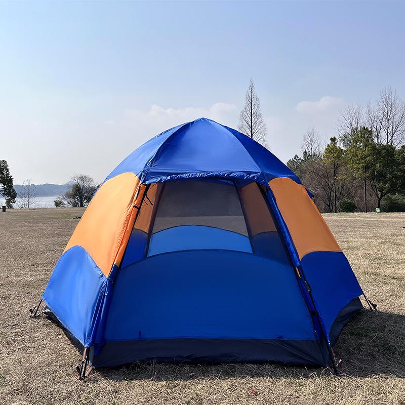 Hexagonal Double-Layer Camping Tent: Quick-Open, Portable, Windproof & Waterproof