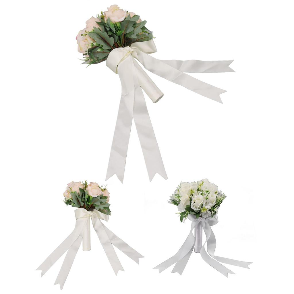 Wedding Bouquets Flower Hand Bouquet Silk Artificial Fake Flowers for Bride Wedding Party and Church