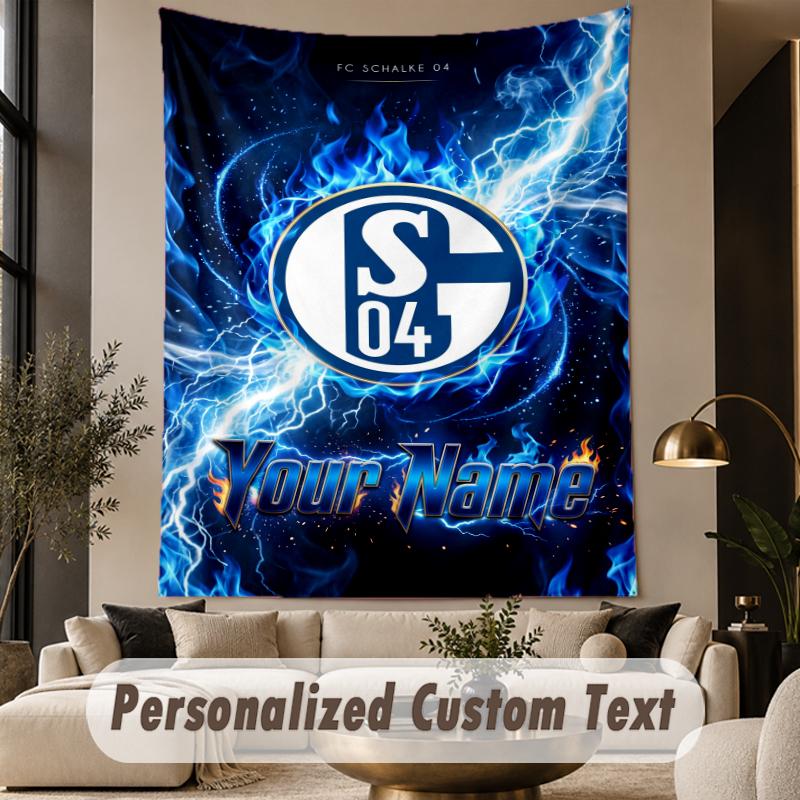 Custom Text Tapestry Schalke 04 FC Print Wall Tapestry Indoor Living Room Wall Decor