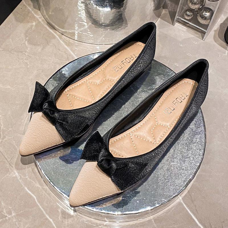 Flats Shoes for Women Comfortable PU Leather Flats Pointed Toe Dress Shoes With Bow-knot Women s Slip On Work Flats Ballet Flats Soft Walking Shoes 33
