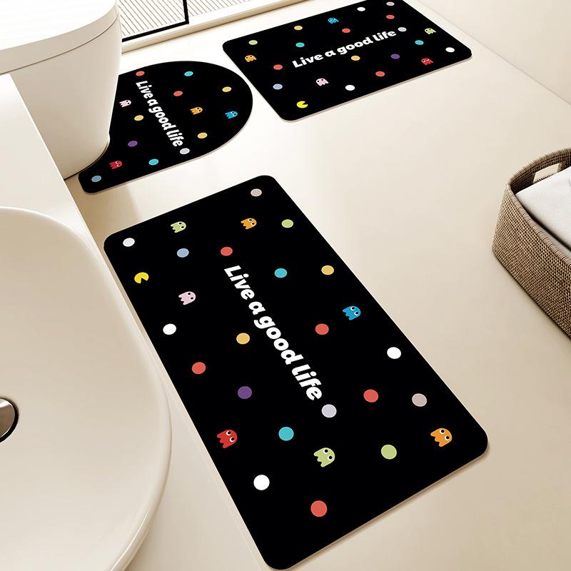 Toilet Three Piece Floor Mat Washable Wear Resistant Diatom Mud Floor Mat Simple Wind Bathroom Anti Slip Mat