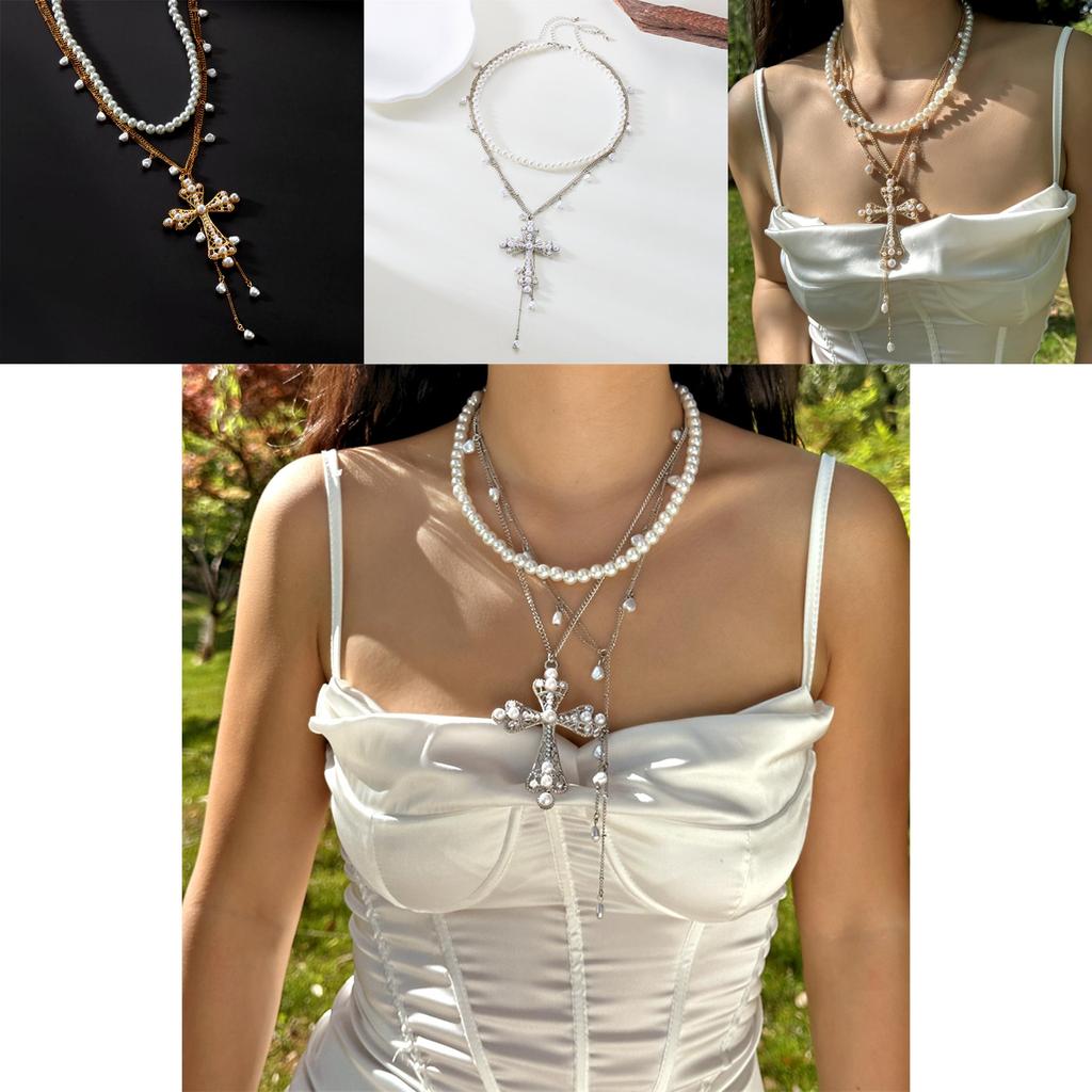 Baroque Cross Necklace With Pearl For Vintage Jewelry Enthusiasts