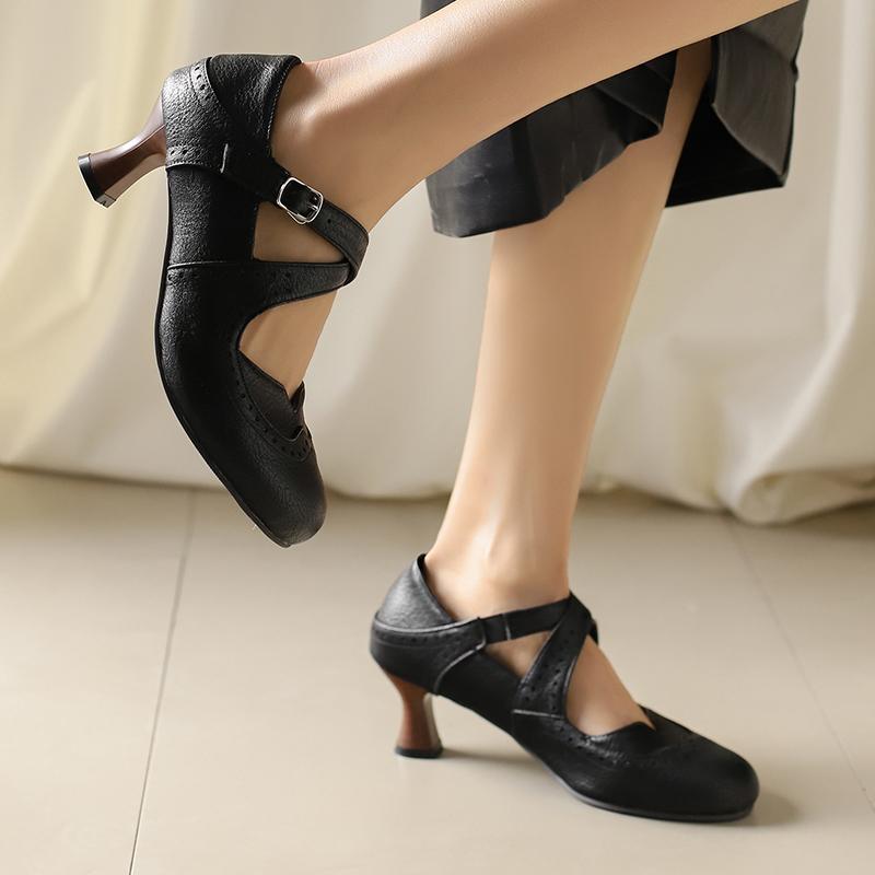 Women's High-heeled Single Shoes Spring and Summer New Large-size Casual Shallow-mouth Low-top Shoes