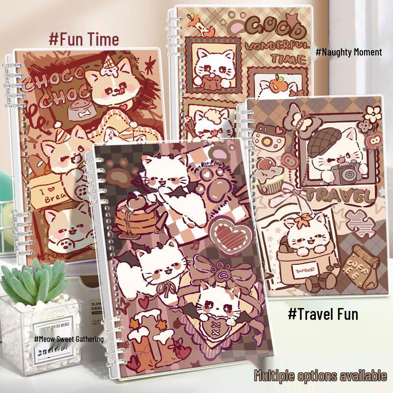 B5 Meow Fun Scratch-Free Coil Notebook for Junior High Students - Special Horizontal Line Edition