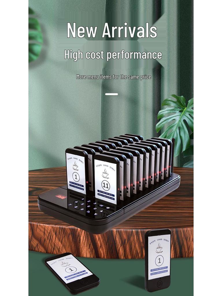 One-to-Twenty Wireless Vibration Pager: Queue and Pickup System for Milk Tea & Dessert Shops
