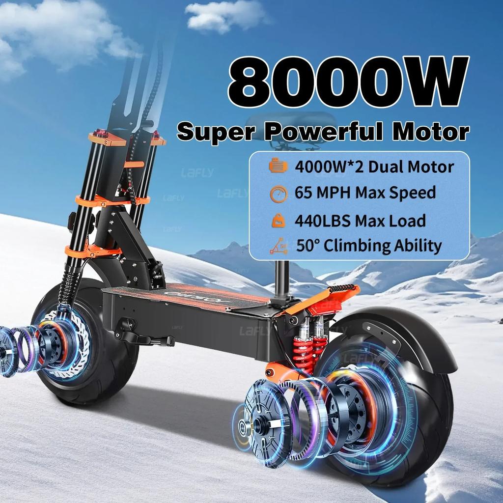X8 PRO 8000W Doppelmotor 60V Elektroroller 14 Zoll Große Offroad-Reifen Höchstgeschwindigkeit 95km/h LCD-Anzeige Faltbarer E-Scooter mit Sitz
