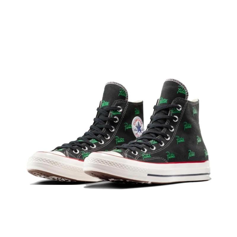 Scarpe Alte Unisex in Tela Chuck 70 Patta x Converse Resistenti all'Usura Nere A13857C