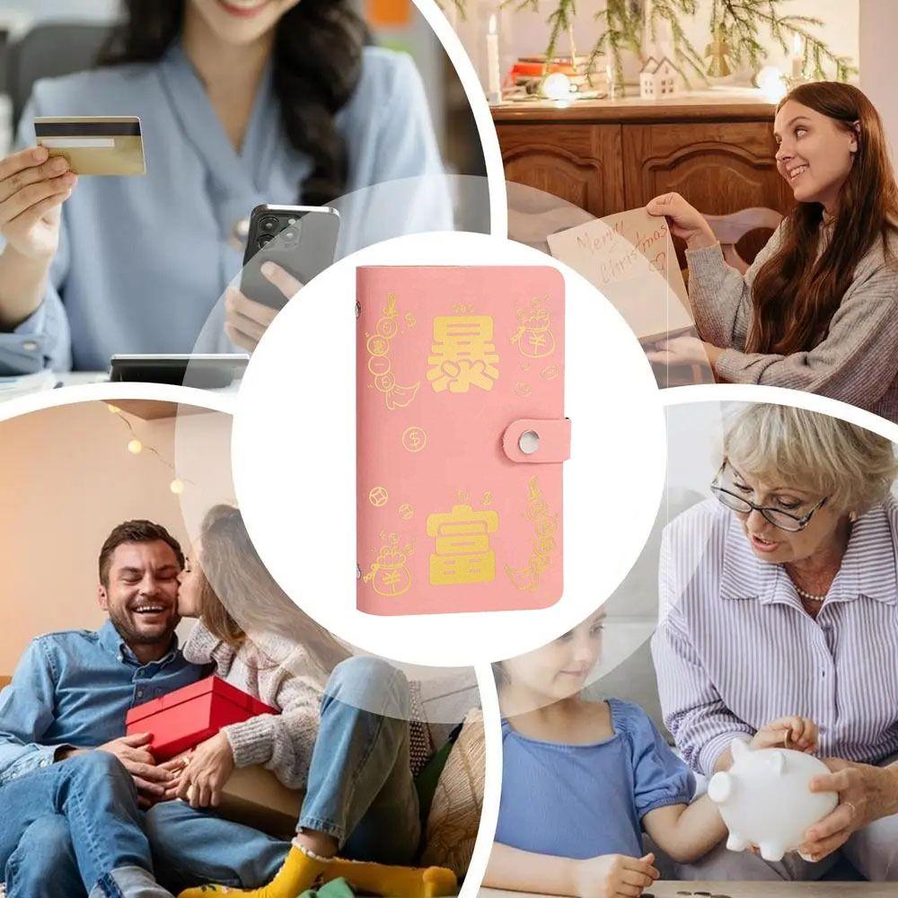 Fun Money Saving Challeng Book PU Leather Cash Budget Notebook  Bills Storage