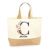 Cabas de plage - PLANETEE - Charlotte Lettre Fleur - Jute naturel - Multicolore - Fabriqué en France